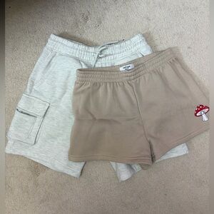 2 Pairs of Shorts - Aeropostale Gray Cargo Shorts & Tan Shorts with Mushroom